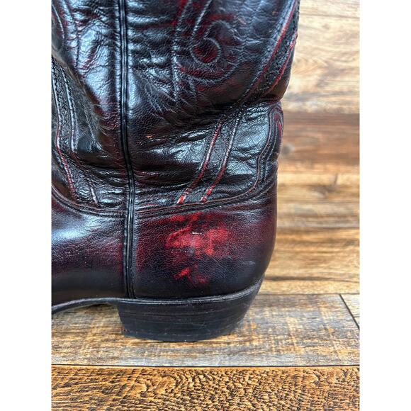 Lucchese Black Cherry Red Leather Cowboy Boots Men\'s 10.5C Western Country main image 14